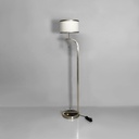 Lampada da terra in acciaio e vetro, 1940 ca.