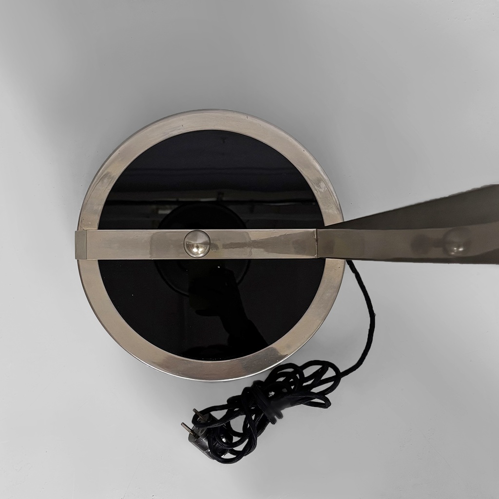 Lampada da terra in acciaio e vetro, 1940 ca.