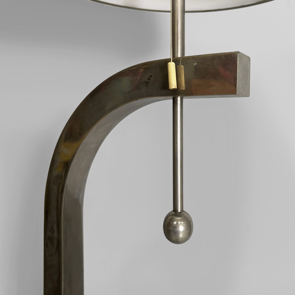 Lampada da terra in acciaio e vetro, 1940 ca.