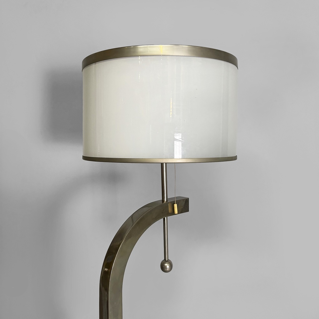 Lampada da terra in acciaio e vetro, 1940 ca.