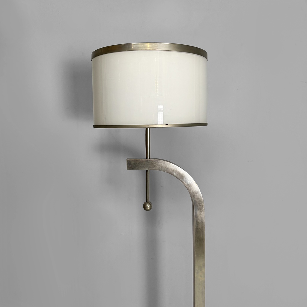 Lampada da terra in acciaio e vetro, 1940 ca.