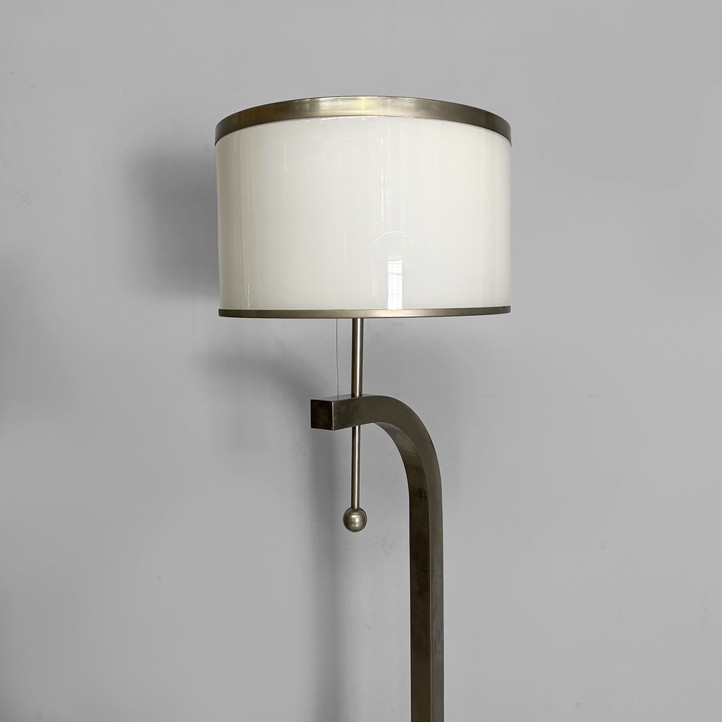Lampada da terra in acciaio e vetro, 1940 ca.