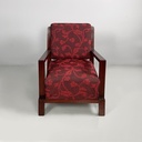 Poltrona in legno e tessuto rosso, 1930 ca.