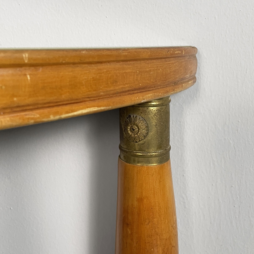 Consolle in legno e vetro retro-dipito vere, 1950 ca.