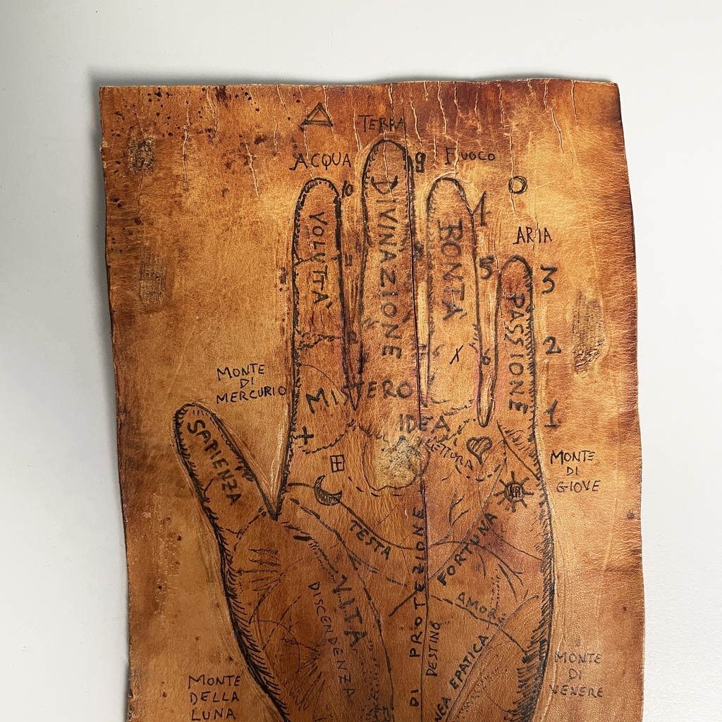 Disegno di mano su pelle, 1950-1990 ca.