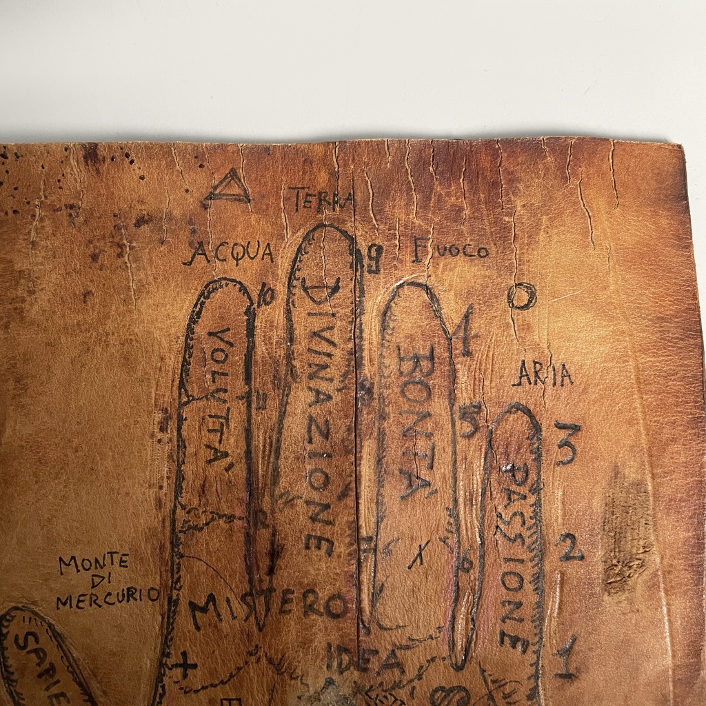 Disegno di mano su pelle, 1950-1990 ca.