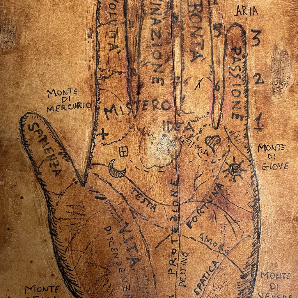 Disegno di mano su pelle, 1950-1990 ca.