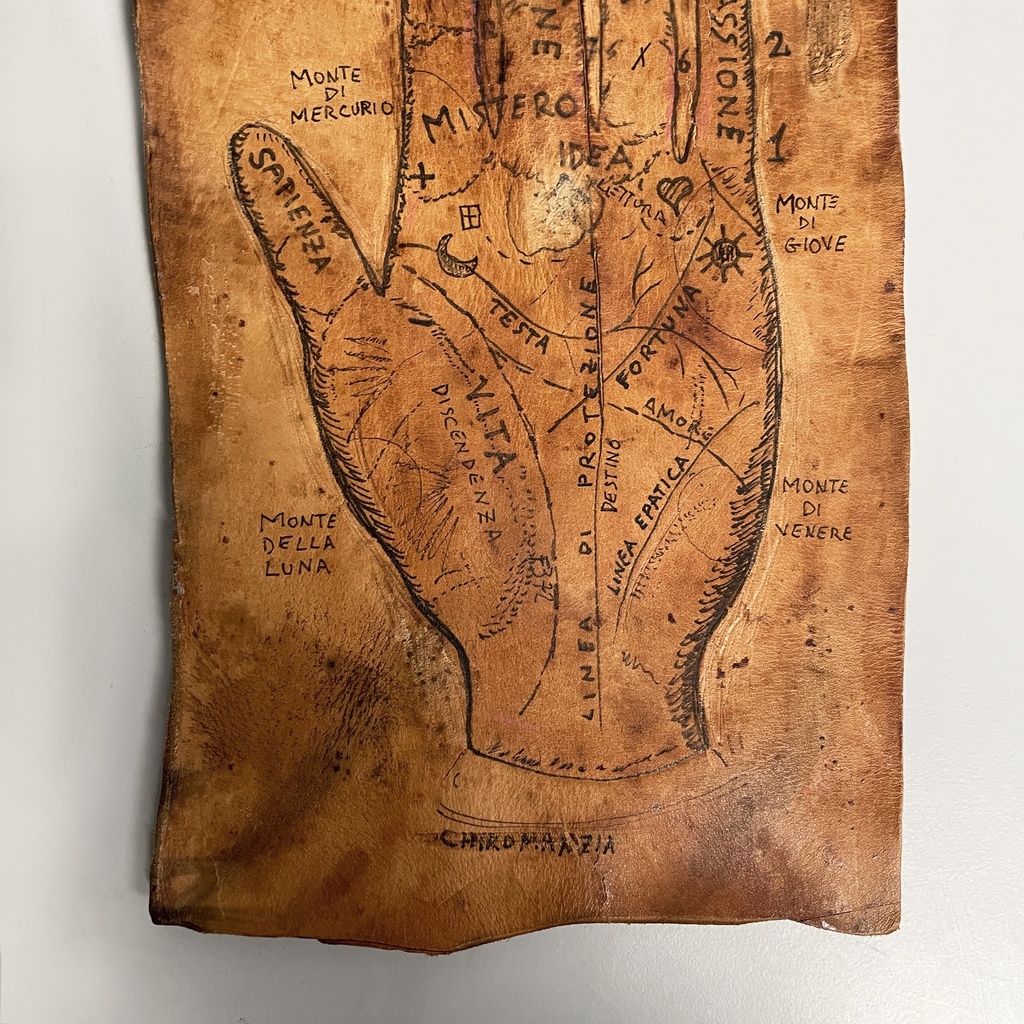 Disegno di mano su pelle, 1950-1990 ca.