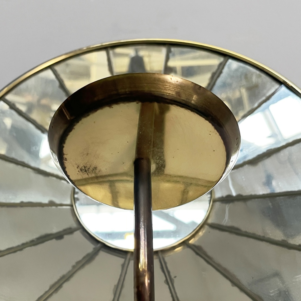 Portacandele in ottone e specchio, 1950 ca.