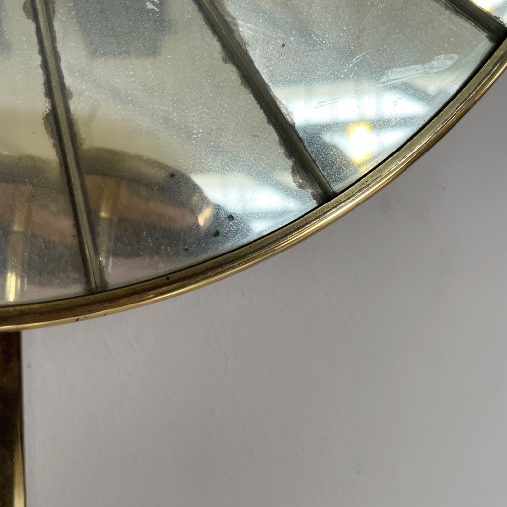 Portacandele in ottone e specchio, 1950 ca.