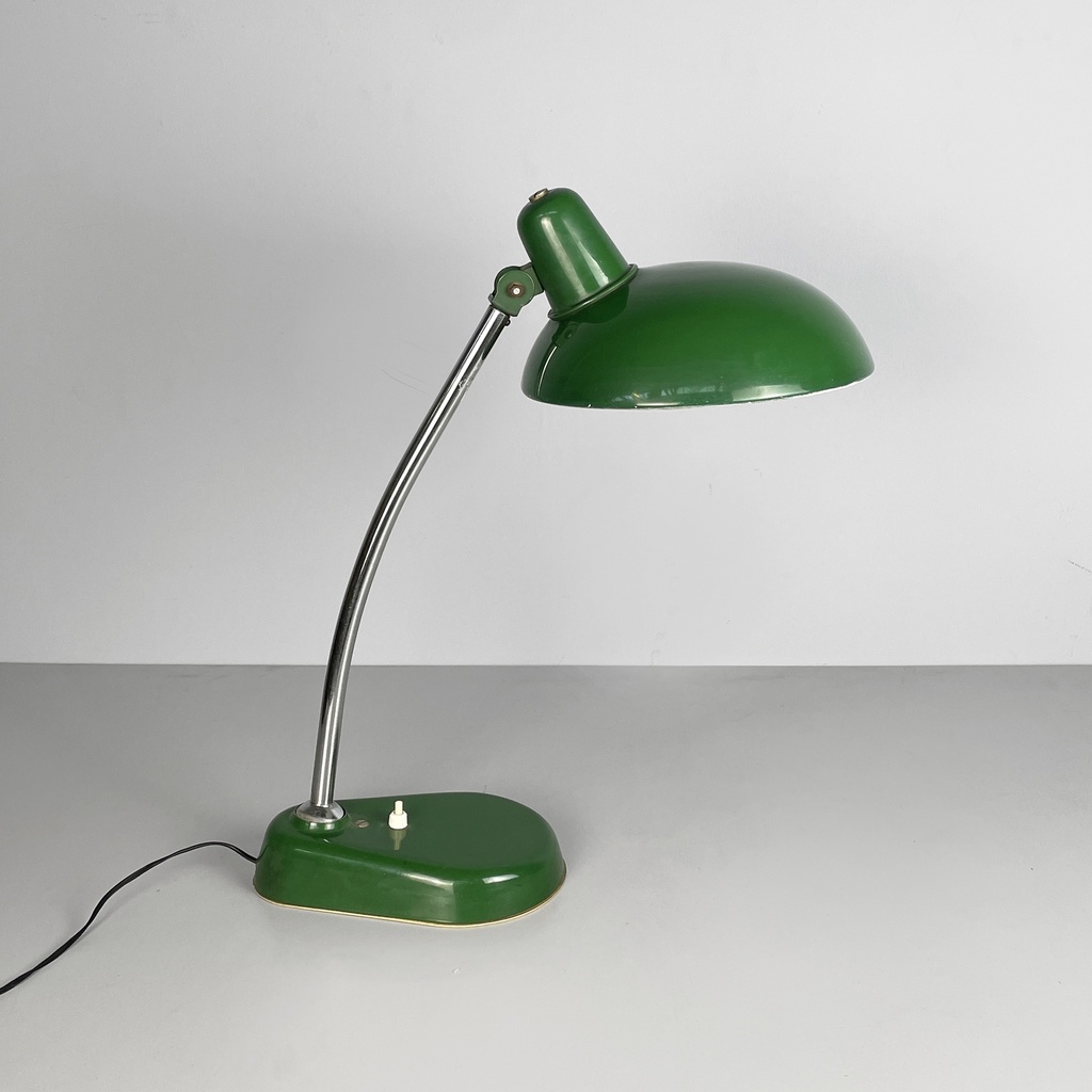 Lampada da tavolo in metallo verde, 1950 ca.