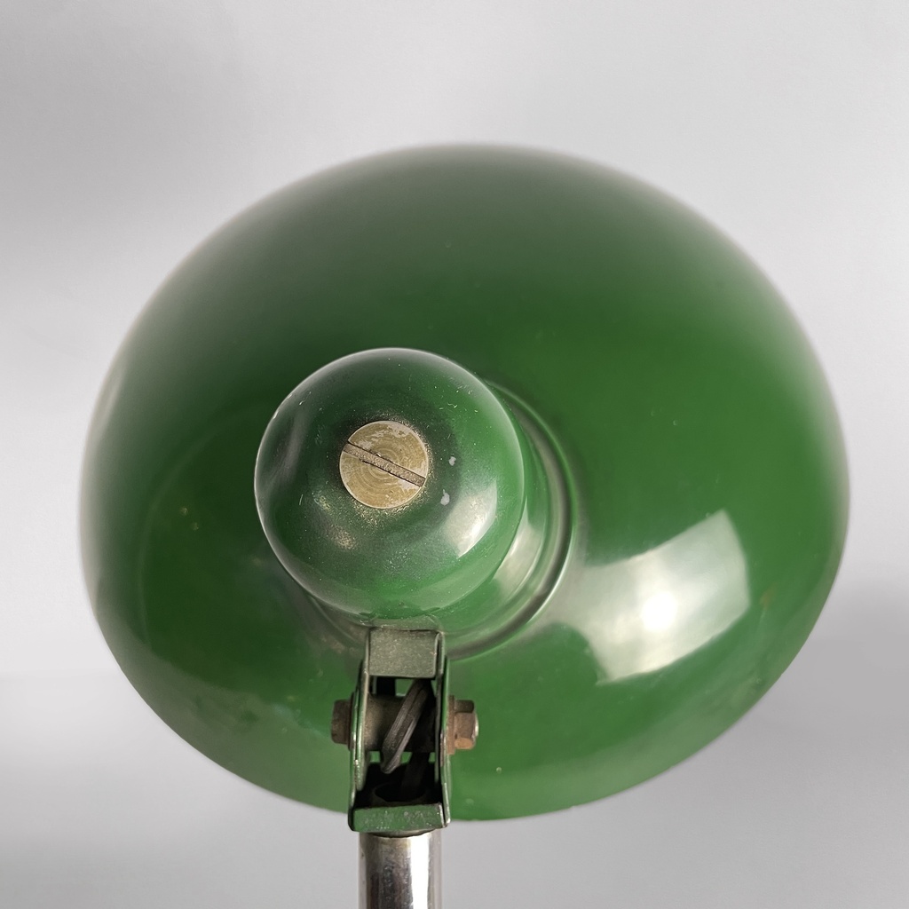 Lampada da tavolo in metallo verde, 1950 ca.