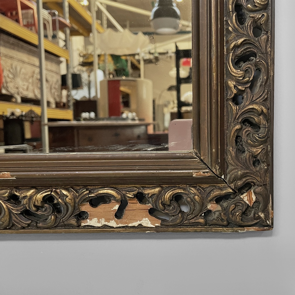 Specchio da parete in legno dorato, 1950 ca. 