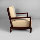 Poltrona in legno e tessuto beige, 1930 ca.