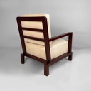 Poltrona in legno e tessuto beige, 1930 ca.