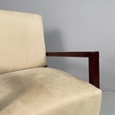 Poltrona in legno e tessuto beige, 1930 ca.