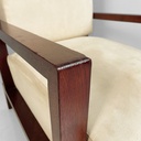 Poltrona in legno e tessuto beige, 1930 ca.