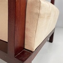 Poltrona in legno e tessuto beige, 1930 ca.