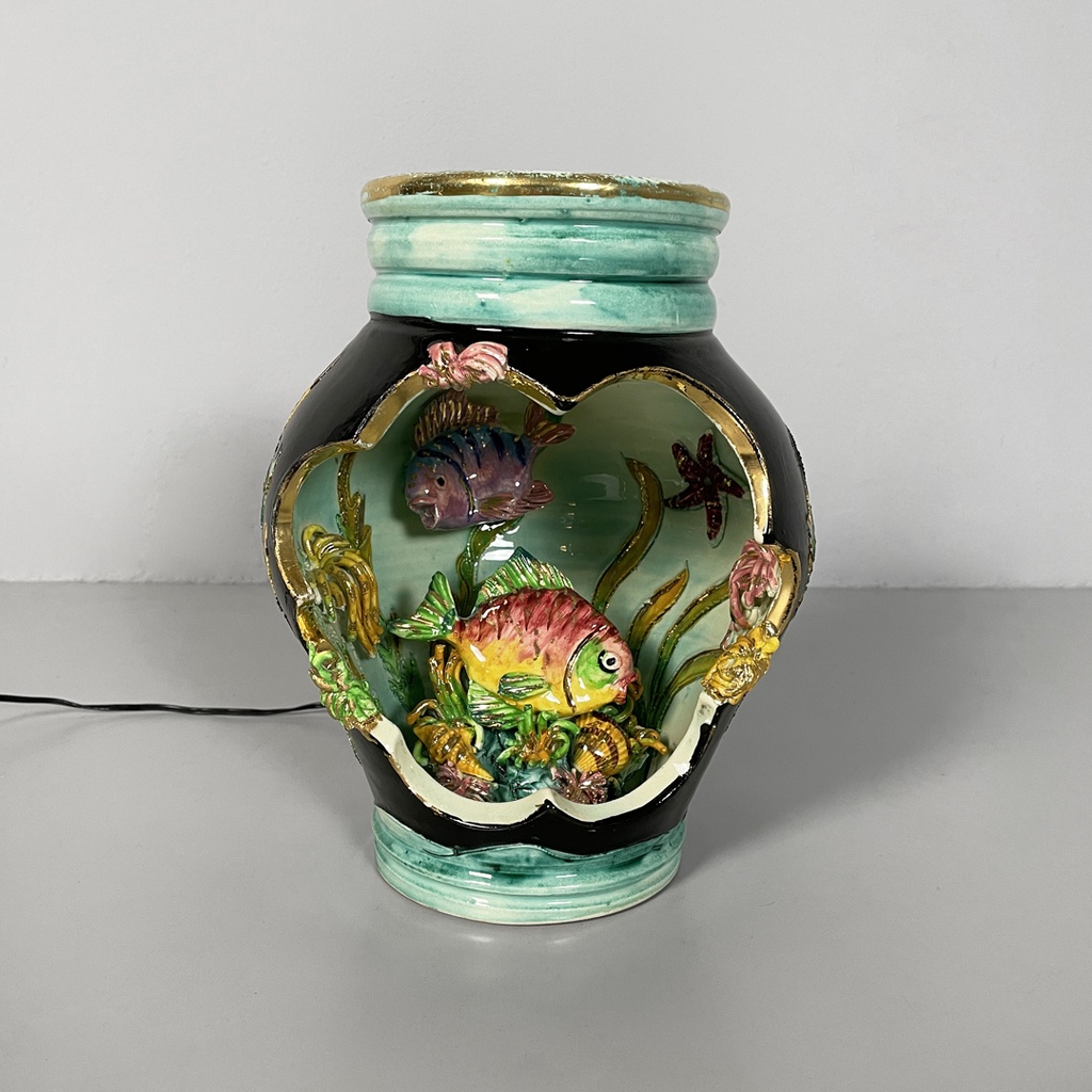 Lampada da tavolo in ceramica smaltata, 1950 ca.