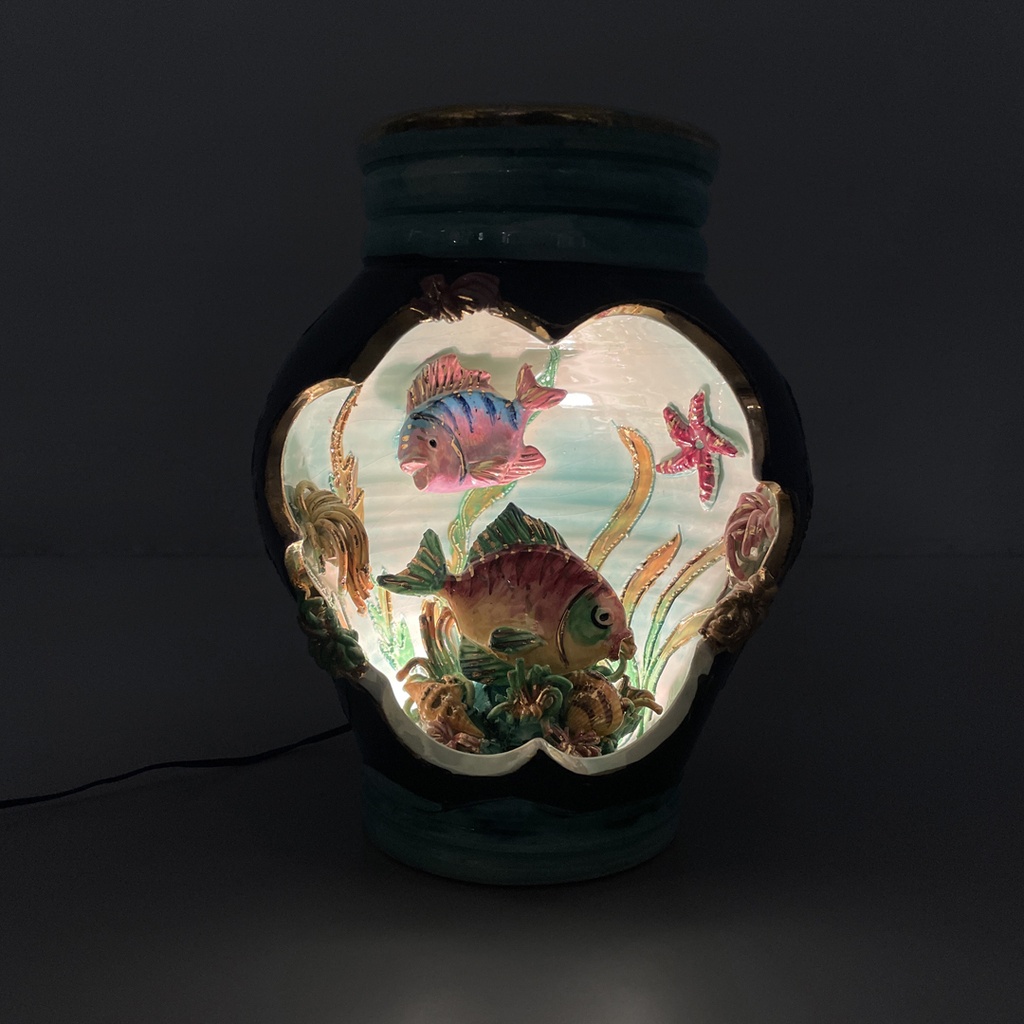 Lampada da tavolo in ceramica smaltata, 1950 ca.