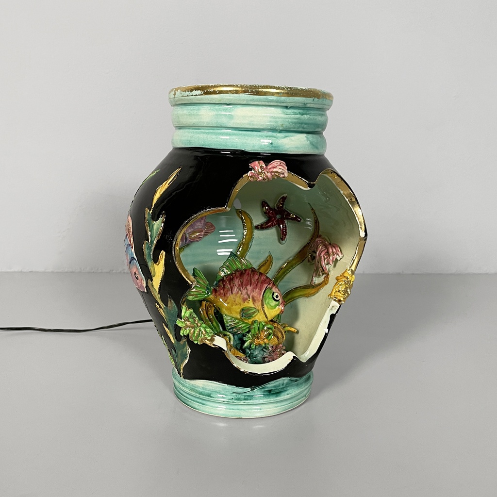 Lampada da tavolo in ceramica smaltata, 1950 ca.