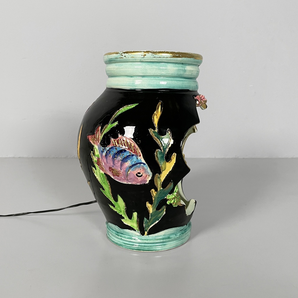 Lampada da tavolo in ceramica smaltata, 1950 ca.