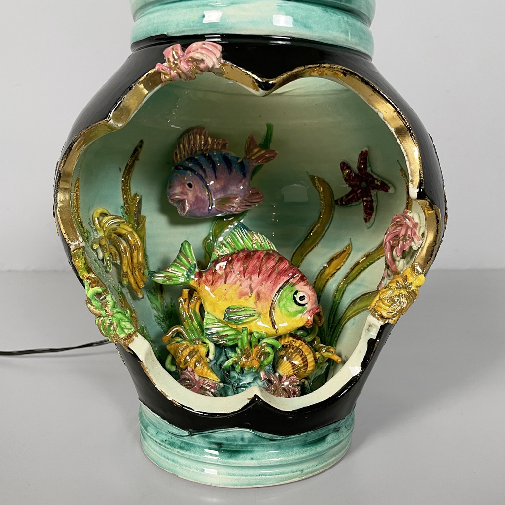 Lampada da tavolo in ceramica smaltata, 1950 ca.