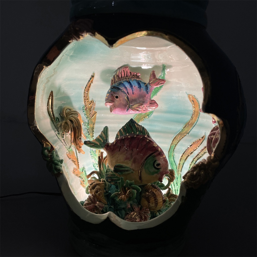 Lampada da tavolo in ceramica smaltata, 1950 ca.