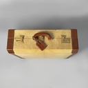 Valigia in pelle beige e marrone, 1960 ca.