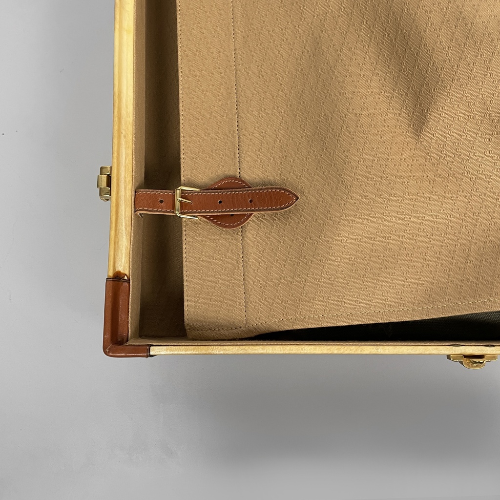 Valigia in pelle beige e marrone, 1960 ca.