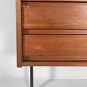 Libreria in legno, metallo nero e ottone, 1960 ca.