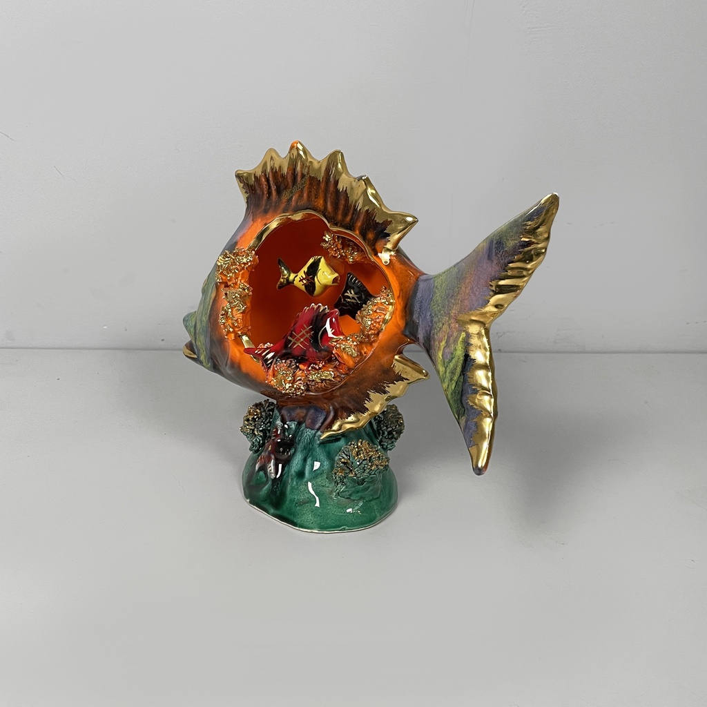 Scultura a forma di pesce in ceramica, 1950 ca.