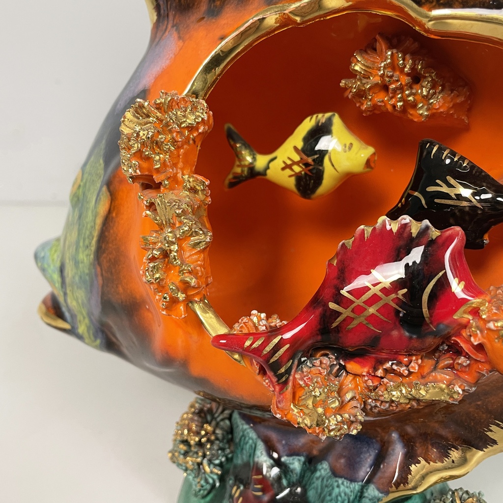 Scultura a forma di pesce in ceramica, 1950 ca.