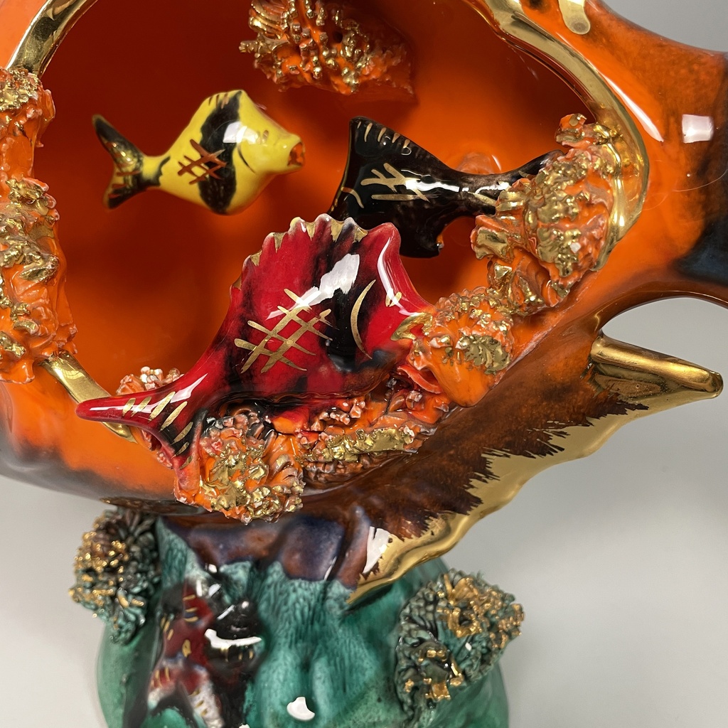 Scultura a forma di pesce in ceramica, 1950 ca.