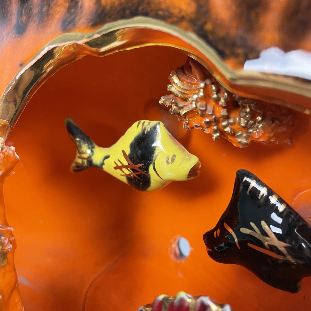 Scultura a forma di pesce in ceramica, 1950 ca.