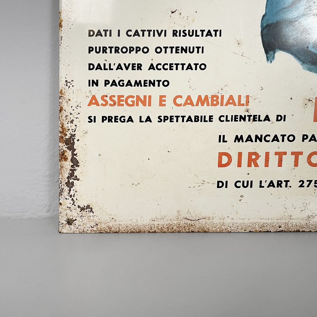 Insegna in metallo, 1950 ca.