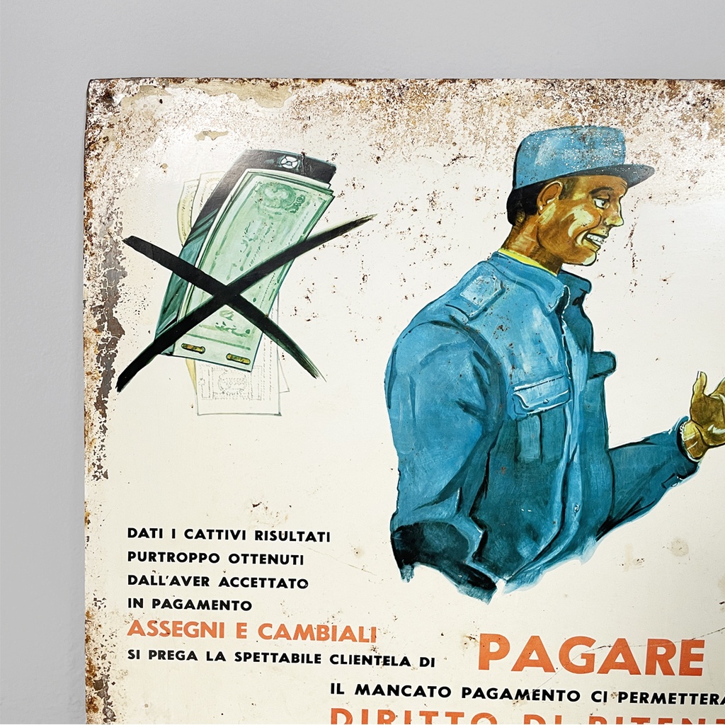 Insegna in metallo, 1950 ca.