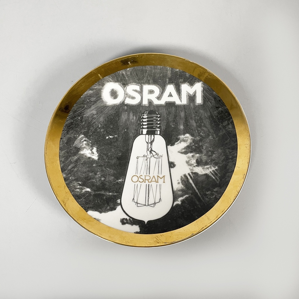 Piatto decorativo Osram di Fornasetti, 1970 ca.