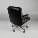 Poltrona da ufficio in pelle nera e metallo, 1980 ca.