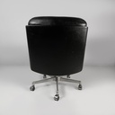 Poltrona da ufficio in pelle nera e metallo, 1980 ca.