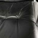 Poltrona da ufficio in pelle nera e metallo, 1980 ca.