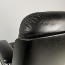 Poltrona da ufficio in pelle nera e metallo, 1980 ca.