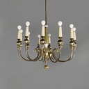 Lampadario in ottone e metallo bianco, 1950 ca.