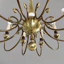 Lampadario in ottone e metallo bianco, 1950 ca.