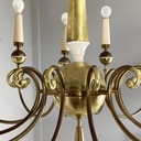 Lampadario in ottone e metallo bianco, 1950 ca.