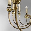 Lampadario in ottone e metallo bianco, 1950 ca.