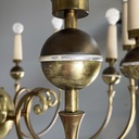 Lampadario in ottone e metallo bianco, 1950 ca.