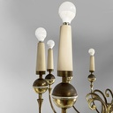 Lampadario in ottone e metallo bianco, 1950 ca.