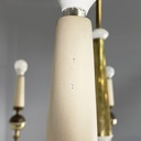 Lampadario in ottone e metallo bianco, 1950 ca.