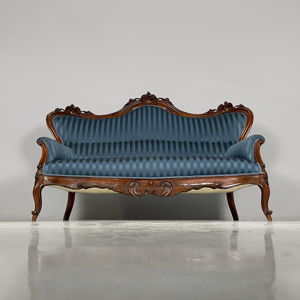 Divano in legno e tessuto, 1930 ca. 